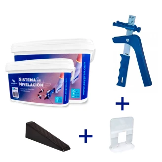 <strong>Nivåsystem</strong>  400 PRO Startpakke (1 mm) Med Nivådistanser, Kiler & Tang