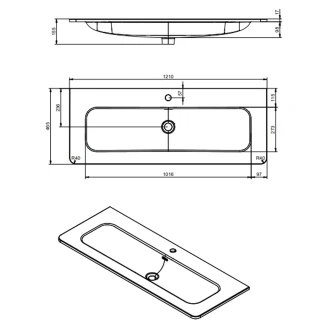 Tvättställ <strong>Arcoiris</strong>  Vit Matt 120 cm