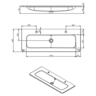 Tvättställ <strong>Arcoiris</strong>  Oliv Matt 120 cm Tvåhåls
