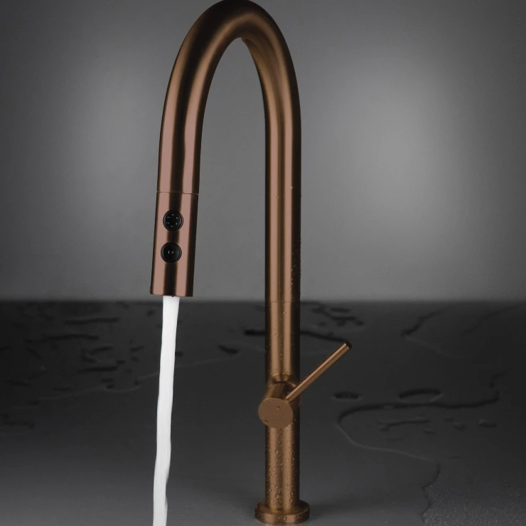 Stål Kjøkkenvask Olfato Bronse Matt 39x51 cm med Kjøkkenarmatur og Vannlås