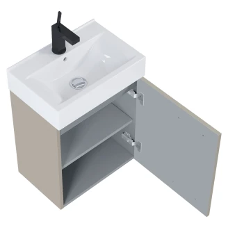 Tvättställsskåp Petit Dimmgrå Matt 45 cm med Handfat Vit Blank