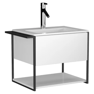 Tvättställsskåp <strong>Evolv</strong>  Vit Blank 60 cm med Handfat Vit Blank