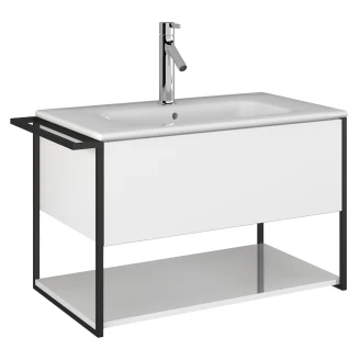 Tvättställsskåp <strong>Evolv</strong>  Vit Blank 80 cm med Handfat Vit Blank