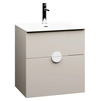 Tvättställsskåp Celeste Beige Matt 60 cm med Handfat Vit Blank