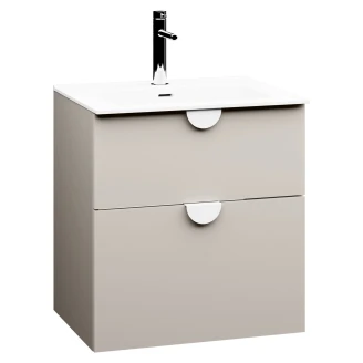 Tvättställsskåp <strong>Celeste</strong>  Beige Matt 60 cm med Handfat Vit Blank