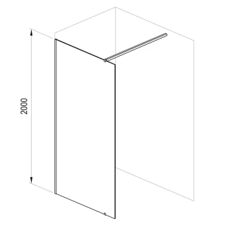 Ravak Duschvägg <strong>Walk In Wall</strong>  8 mm 120x200 cm Svart Matt Tonat