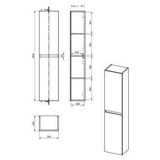 Högskåp 160 cm <strong>Omni</strong>  Trä Mörk Matt