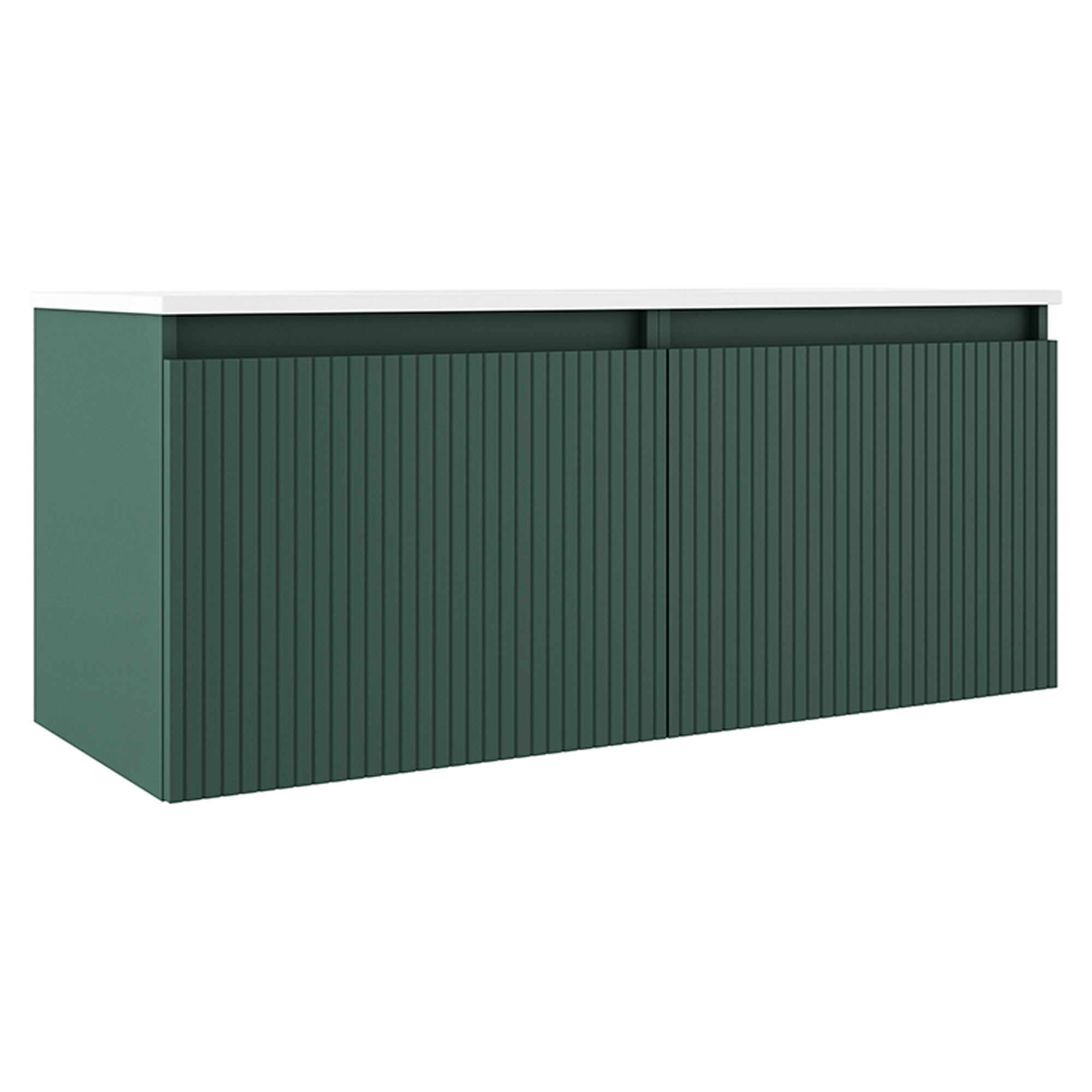 Dobbelt Servantskap Picone Grønn Matt 120 cm med Servant Hvit Blank