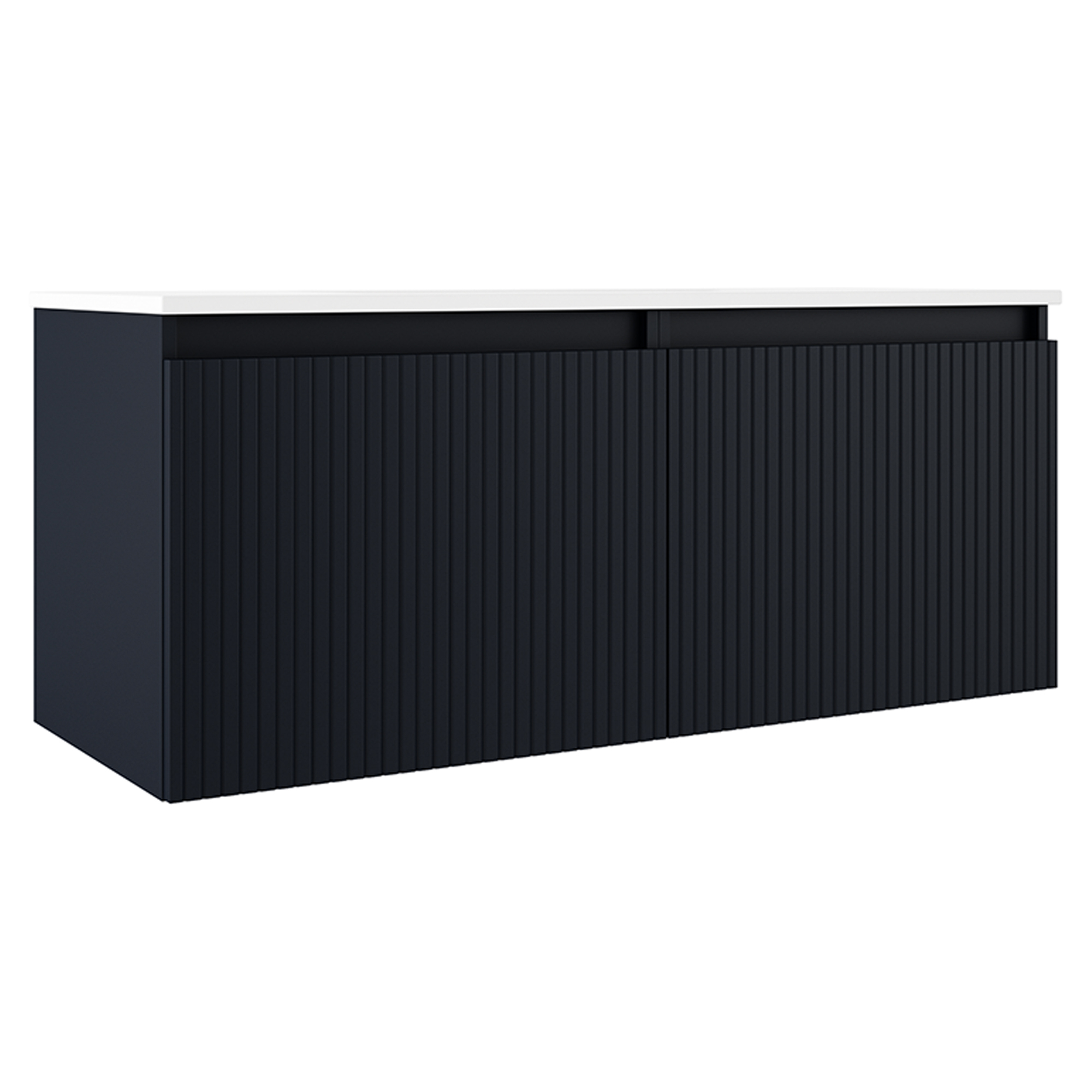 Dobbelt Servantskap Picone Mörblå Matt 120 cm med Servant Hvit Blank