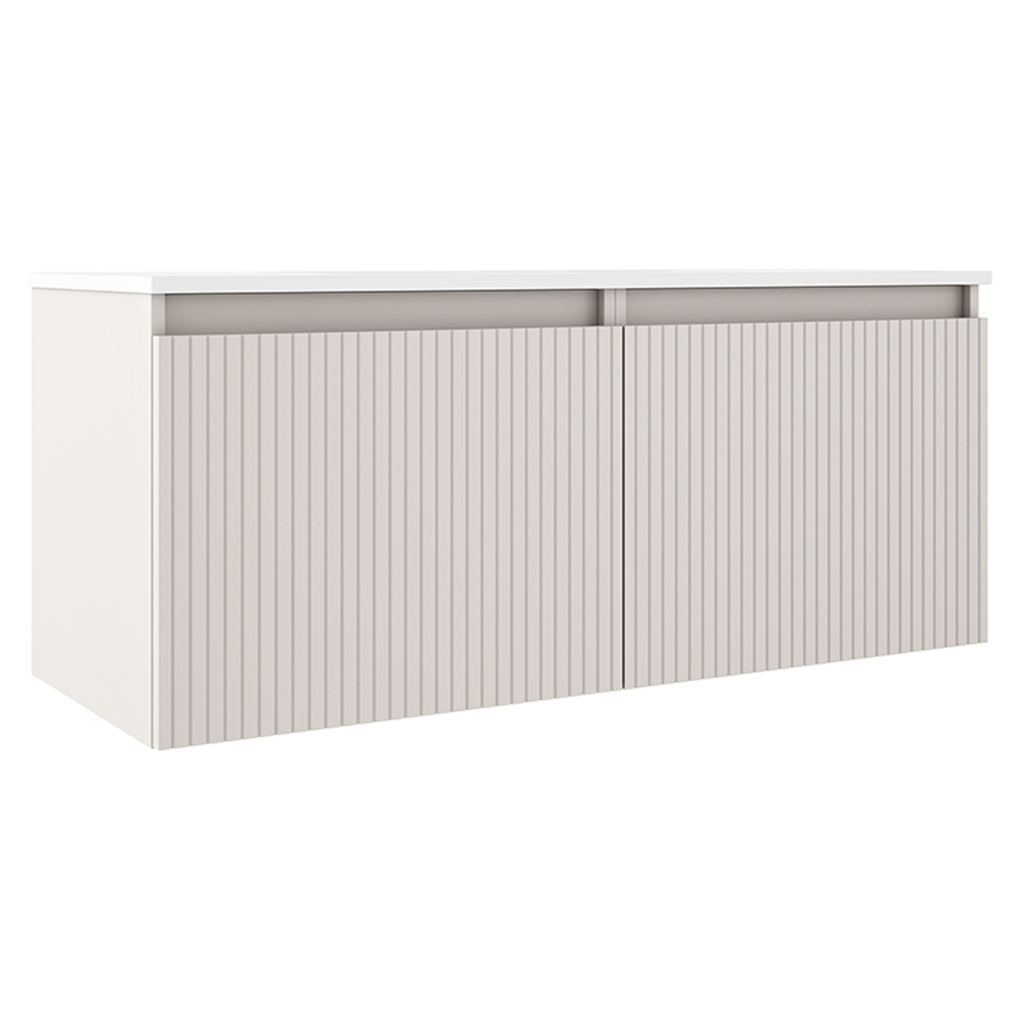 Dobbelt Servantskap Picone Beige Matt 120 cm med Servant Hvit Blank Høyre