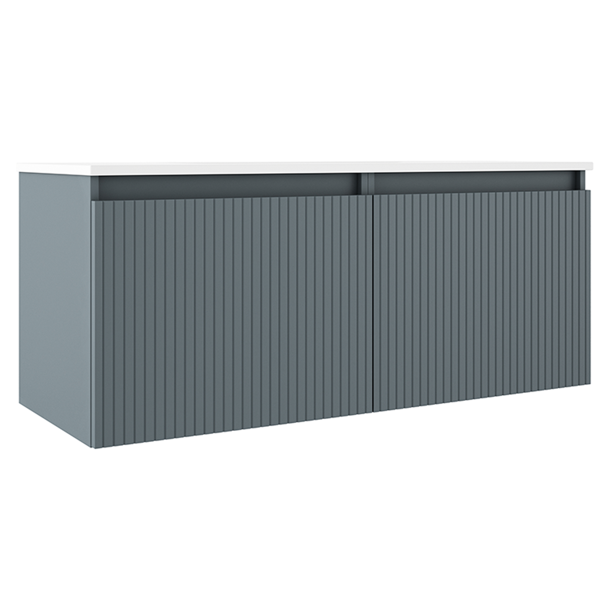 Dobbelt Servantskap Picone Blå Matt 120 cm med Servant Hvit Blank Venstre