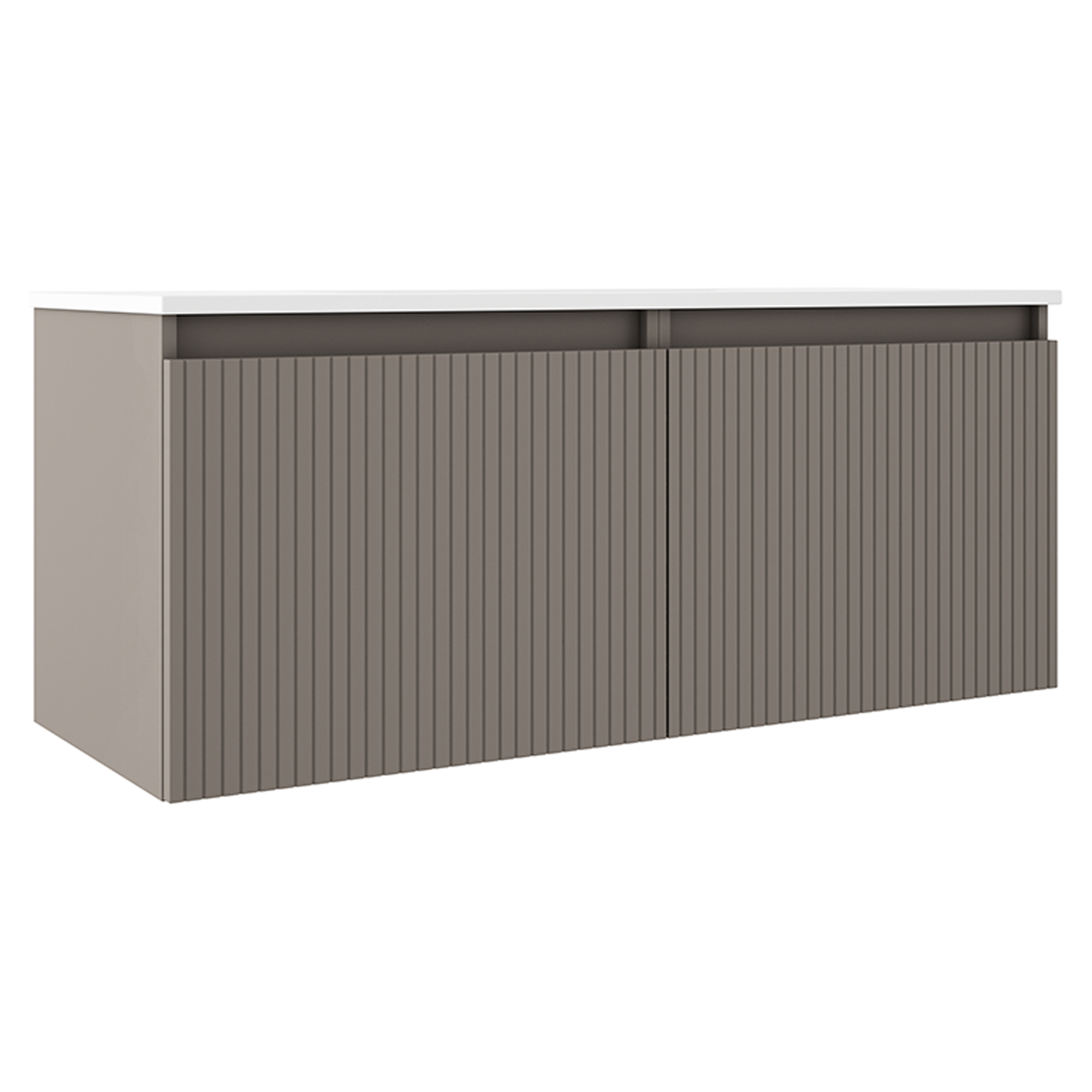 Dobbelt Servantskap Picone Grå Matt 120 cm med Servant Hvit Blank Venstre