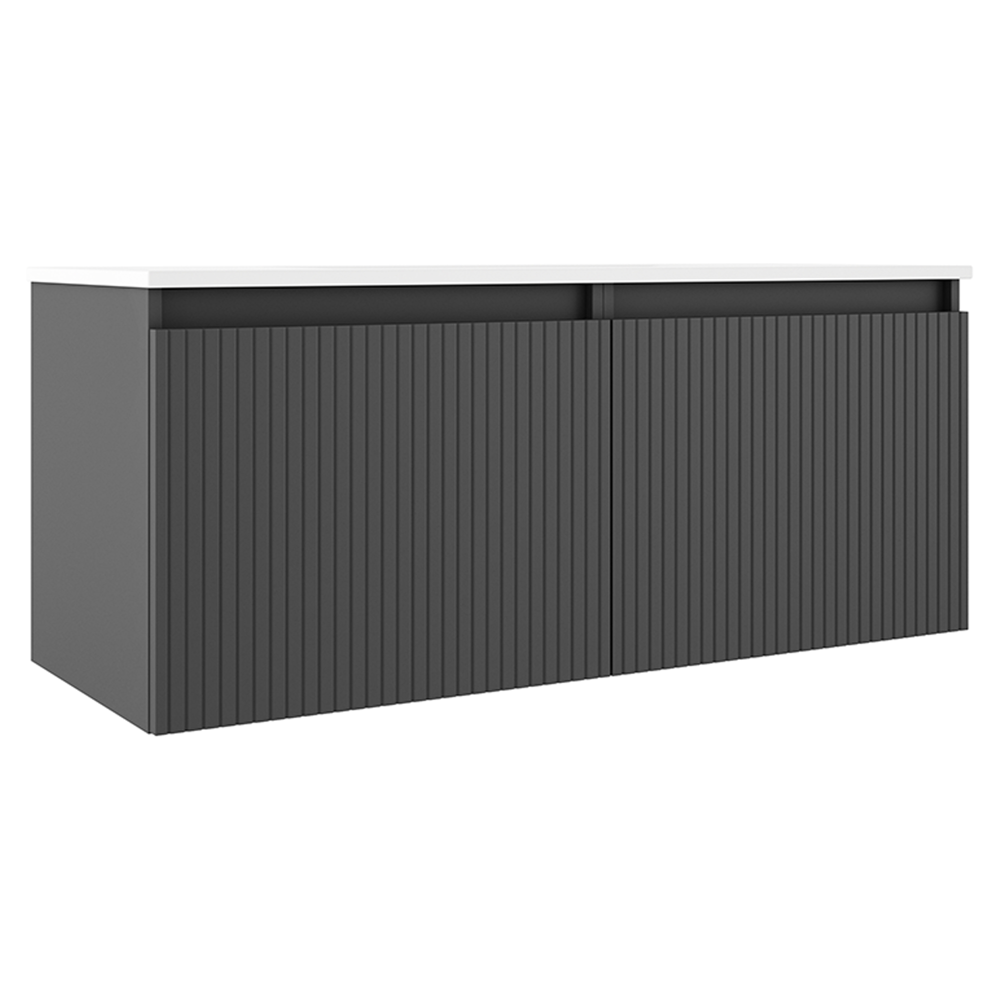 Dobbelt Servantskap Picone Mørkgrå Matt 120 cm med Servant Hvit Blank Venstre