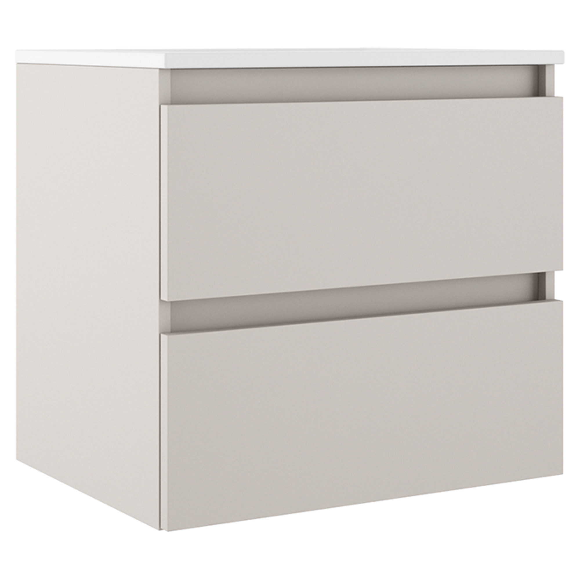 Servantskap Compakt Beige Matt 50x40 cm med Servant Hvit Blank