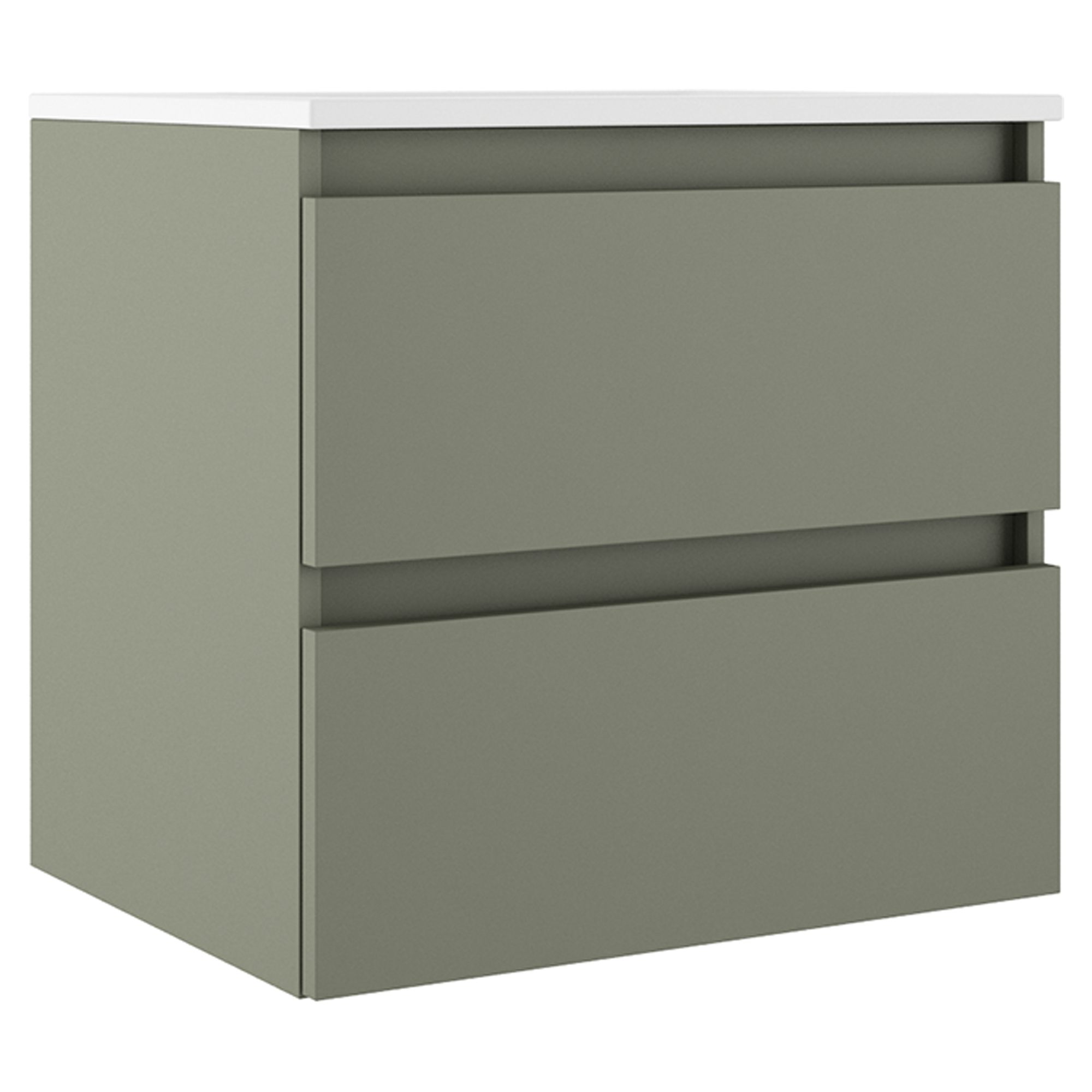 Servantskap Compakt Oliv Matt 50x40 cm med Servant Hvit Blank