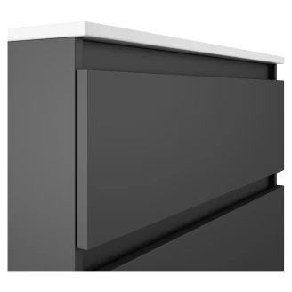 Badrumskommod <strong>Compakt</strong>  Mörkgrå Matt 60x40 cm med Handfat Vit Blank