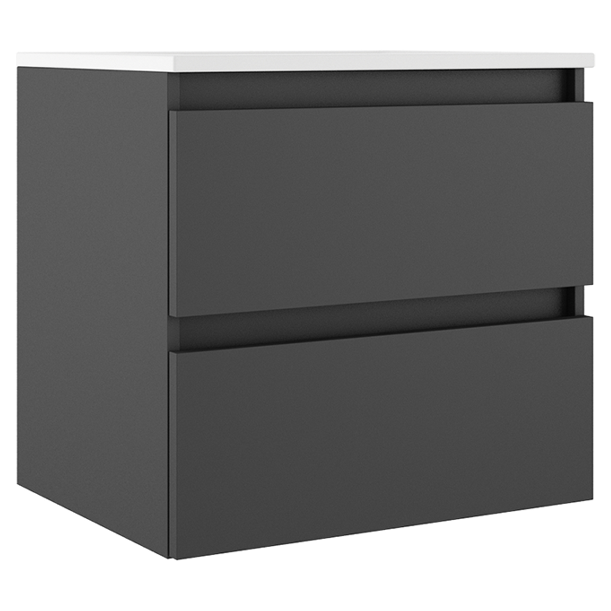 Servantskap Compakt Mørkgrå Matt 60x40 cm med Servant Hvit Blank