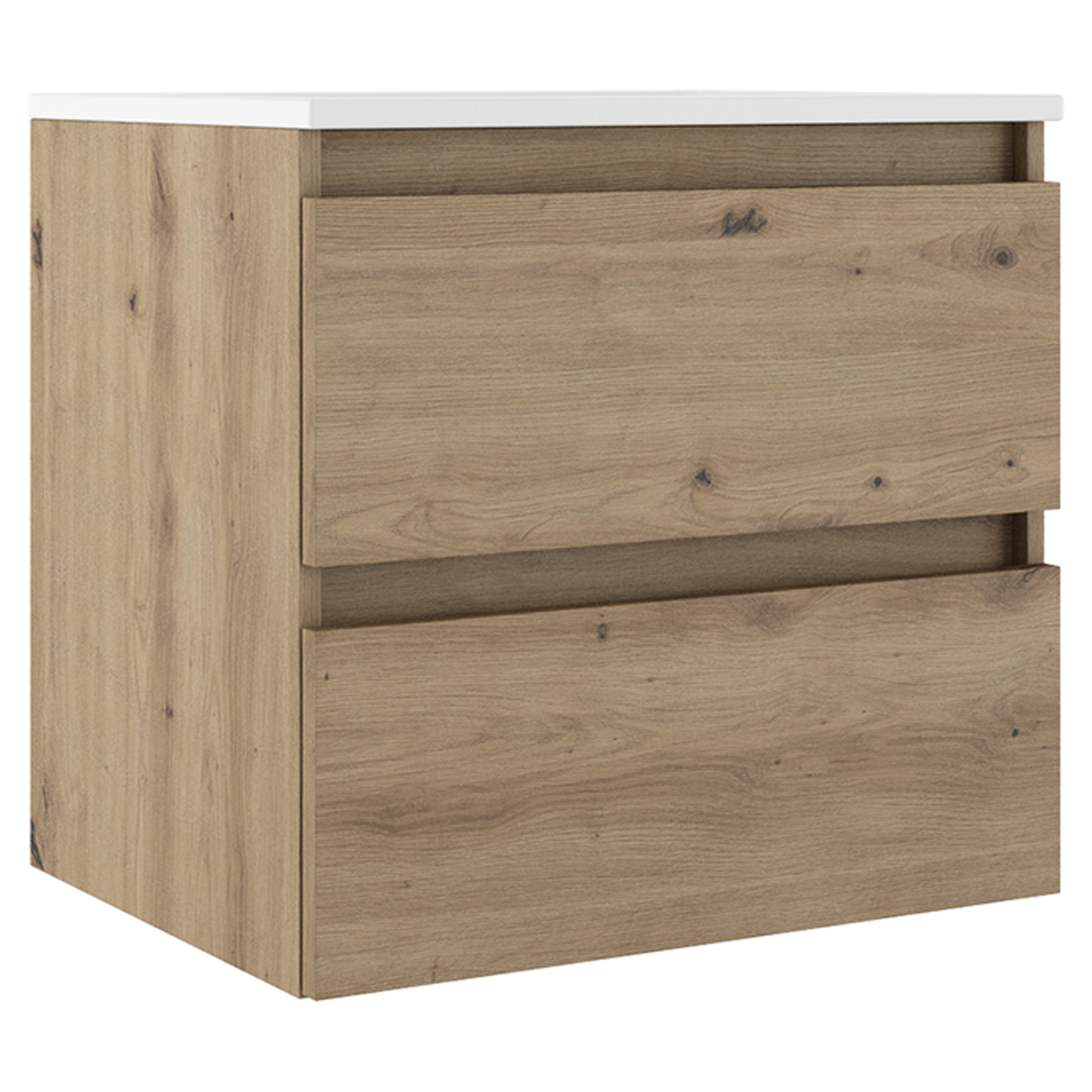 Servantskap Compakt Eik Matt 60x40 cm med Servant Hvit Blank