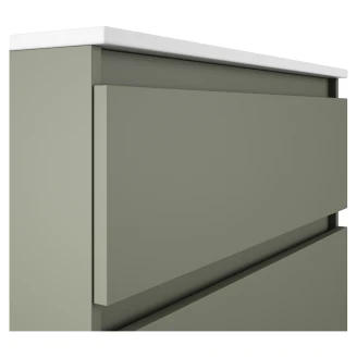 Badrumskommod <strong>Compakt</strong>  Oliv Matt 80x40 cm med Handfat Vit Blank