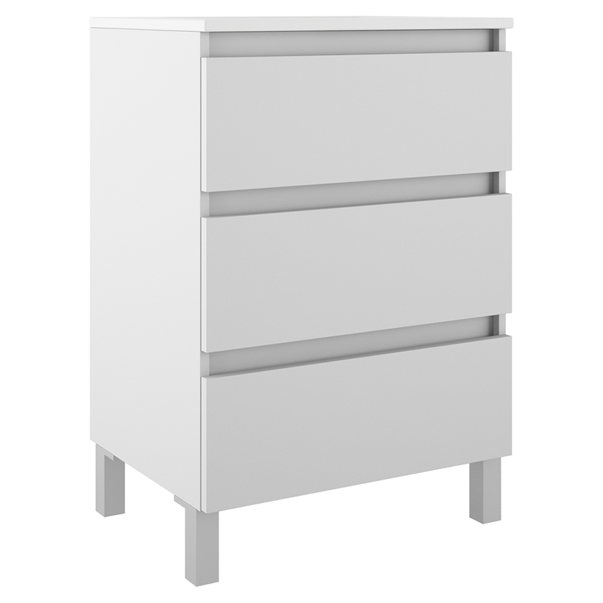 Servantskap Compakt Hvit Matt 50x40 cm med Servant, Tre Skuffer & Ben