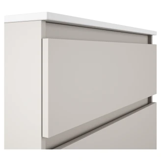 Badrumskommod <strong>Compakt</strong>  Beige Matt 70x40 cm med Handfat, Tre Lådor & Ben