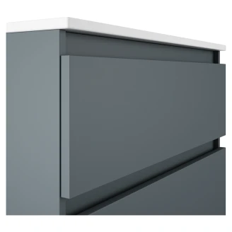 Badrumskommod <strong>Compakt</strong>  Blå Matt 70x40 cm med Handfat, Tre Lådor & Ben