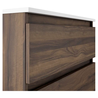 Badrumskommod <strong>Compakt</strong>  Walnut Matt 70x40 cm med Handfat, Tre Lådor & Ben