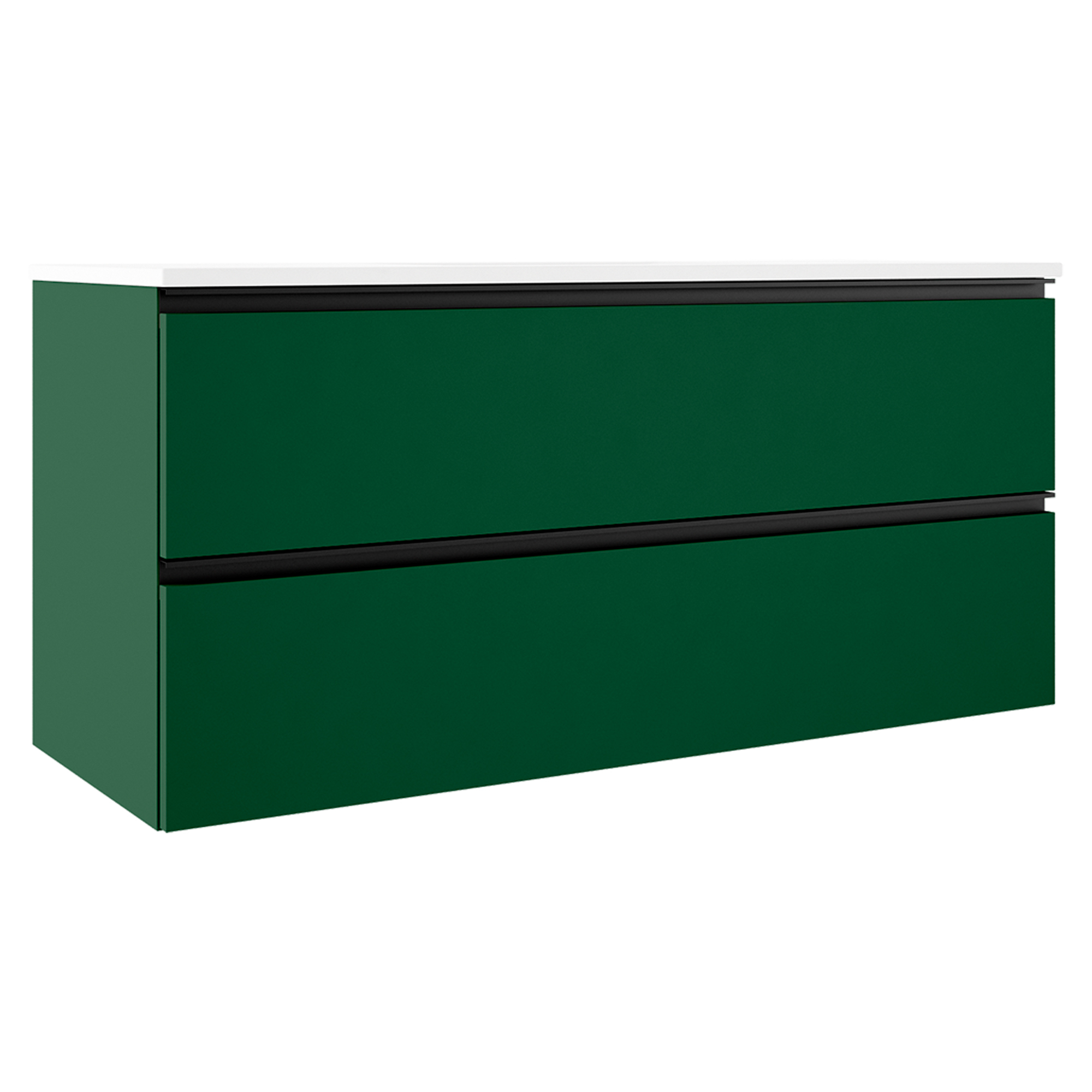 Dobbelt Servantskap Luna Grønn Matt 120 cm med Servant Hvit Blank