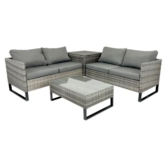 Loungeset med 2 Soffor, Sofbord 80 cm & Moduldel  <strong>Gråvik</strong>  Taupe
