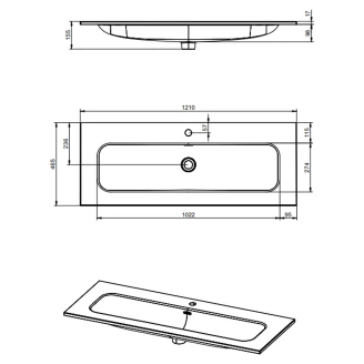 Tvättställ <strong>Vibrante</strong>  Röd Matt 120 cm