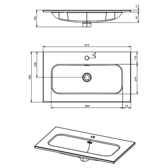 Tvättställ <strong>Vibrante</strong>  Grå Matt 80 cm