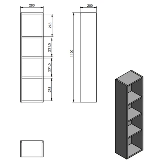 Högskåp Omni Röd Matt 110 cm