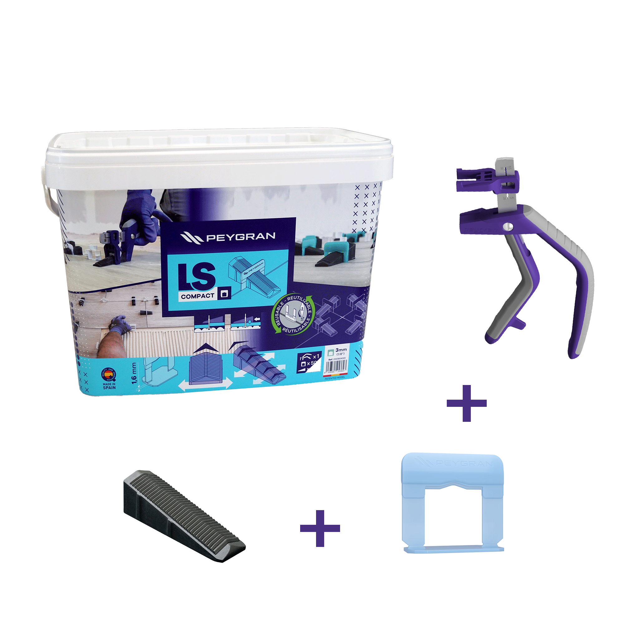 Nivåsystem Compact 500 Startpakke (2mm) Med Nivådistanser, Kiler & Tang