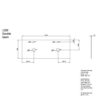 Cosentino Dobbel Benkeplate <strong>Dekton</strong>  Svart Matt 120 cm