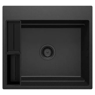 Granitt Kjøkkenvask <strong>Magnetic</strong>  Antrasitt Metallic Matt 56x52 cm med Vannlås