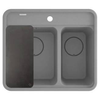 Granit Diskho <strong>Momi</strong> Grå Metallic Matt 60x52 cm med Vattenlås