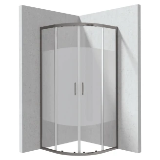 Duschhörn <strong>Funkia</strong>  Evo Rund Titanium 80x80 cm Randigt Mönster