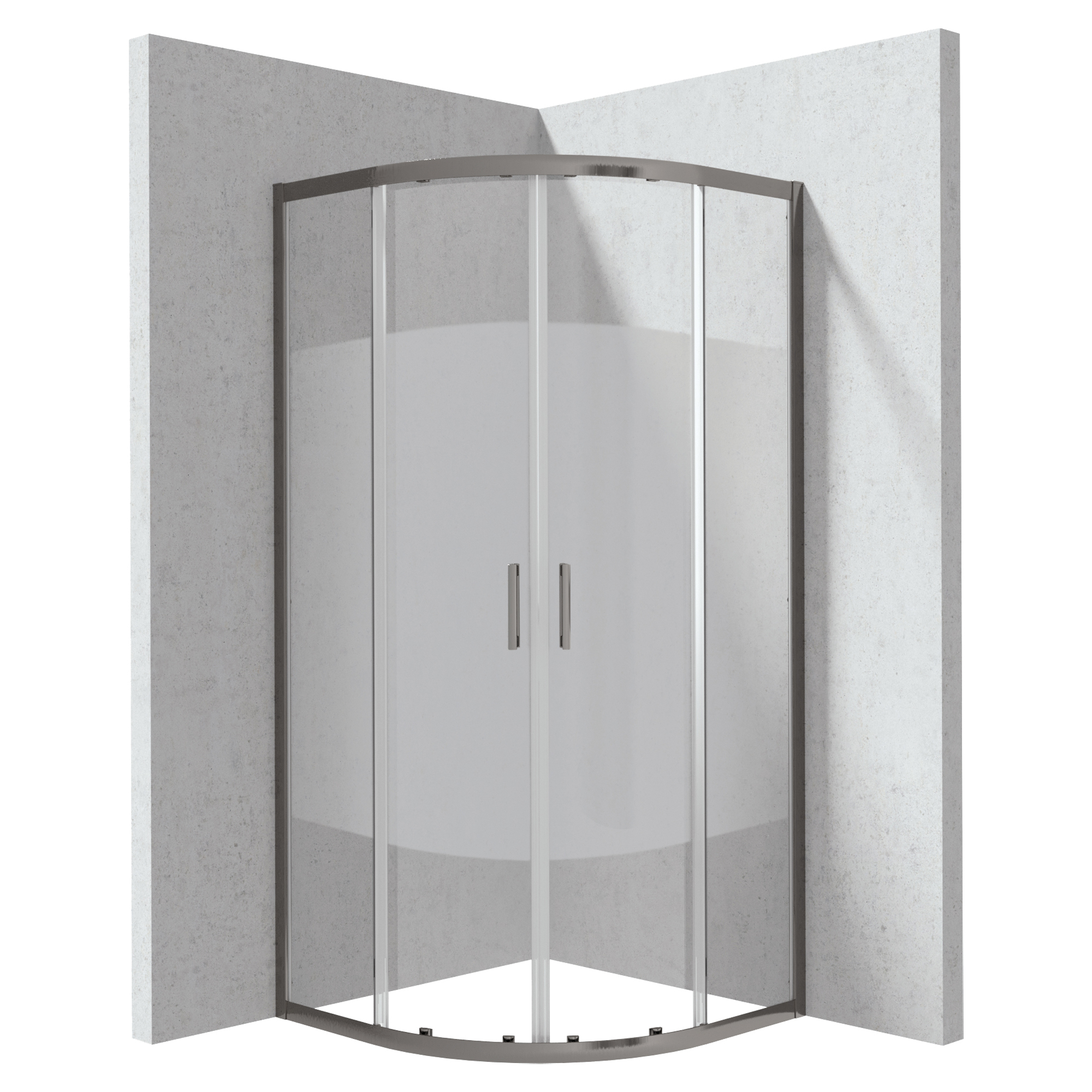 Duschhörn Funkia Evo Rund Titanium 80x80 cm Randigt Mönster