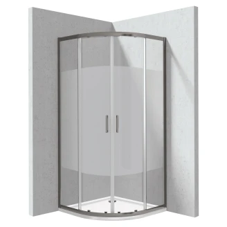 Duschhörn med Duschkar <strong>Funkia</strong>  Evo Rund Titanium 90x90 cm Randigt Mönster