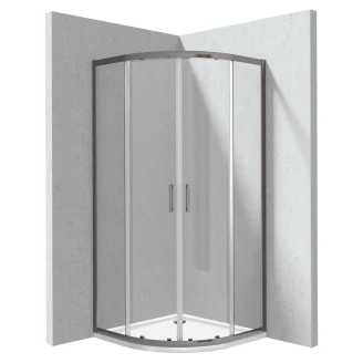 Duschhörn med Duschkar <strong>Funkia</strong>  Evo Rund Titanium 80x80 cm