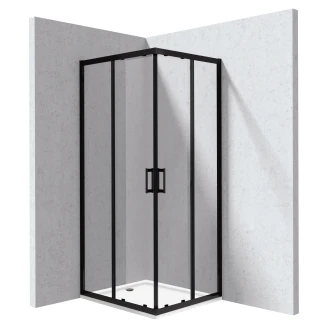 Duschhörn med Duschkar <strong>Funkia</strong>  Evo Rektangulär Svart 80x90 cm