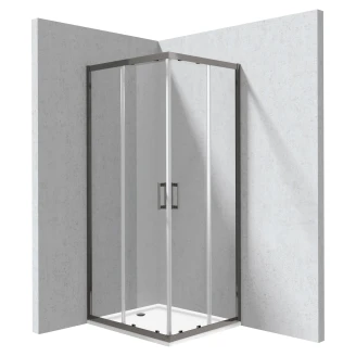 Duschhörn med Duschkar <strong>Funkia</strong>  Evo Rektangulär Titanium 80x90 cm