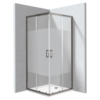 Duschhörn med Duschkar <strong>Funkia</strong>  Evo Kvadratisk Titanium 90x90 cm Randigt Mönster