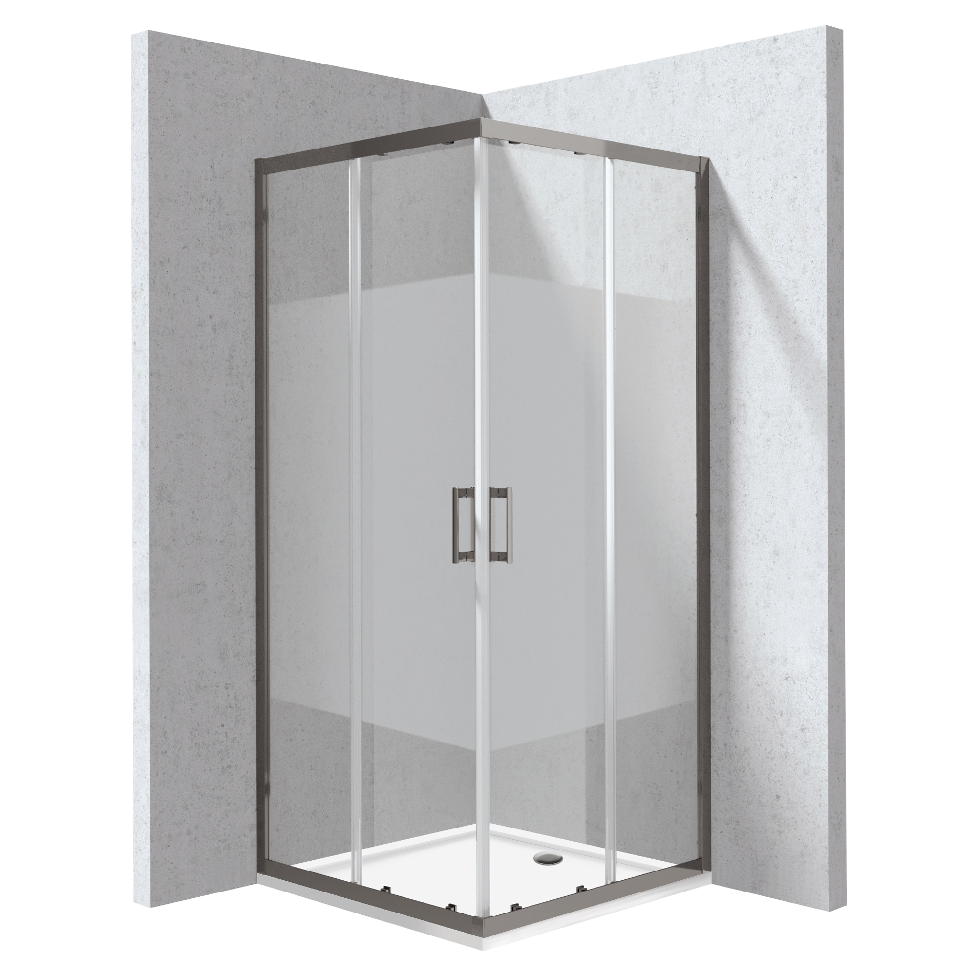 Duschhörn med Duschkar Funkia Evo Kvadratisk Titanium 90x90 cm Randigt Mönster