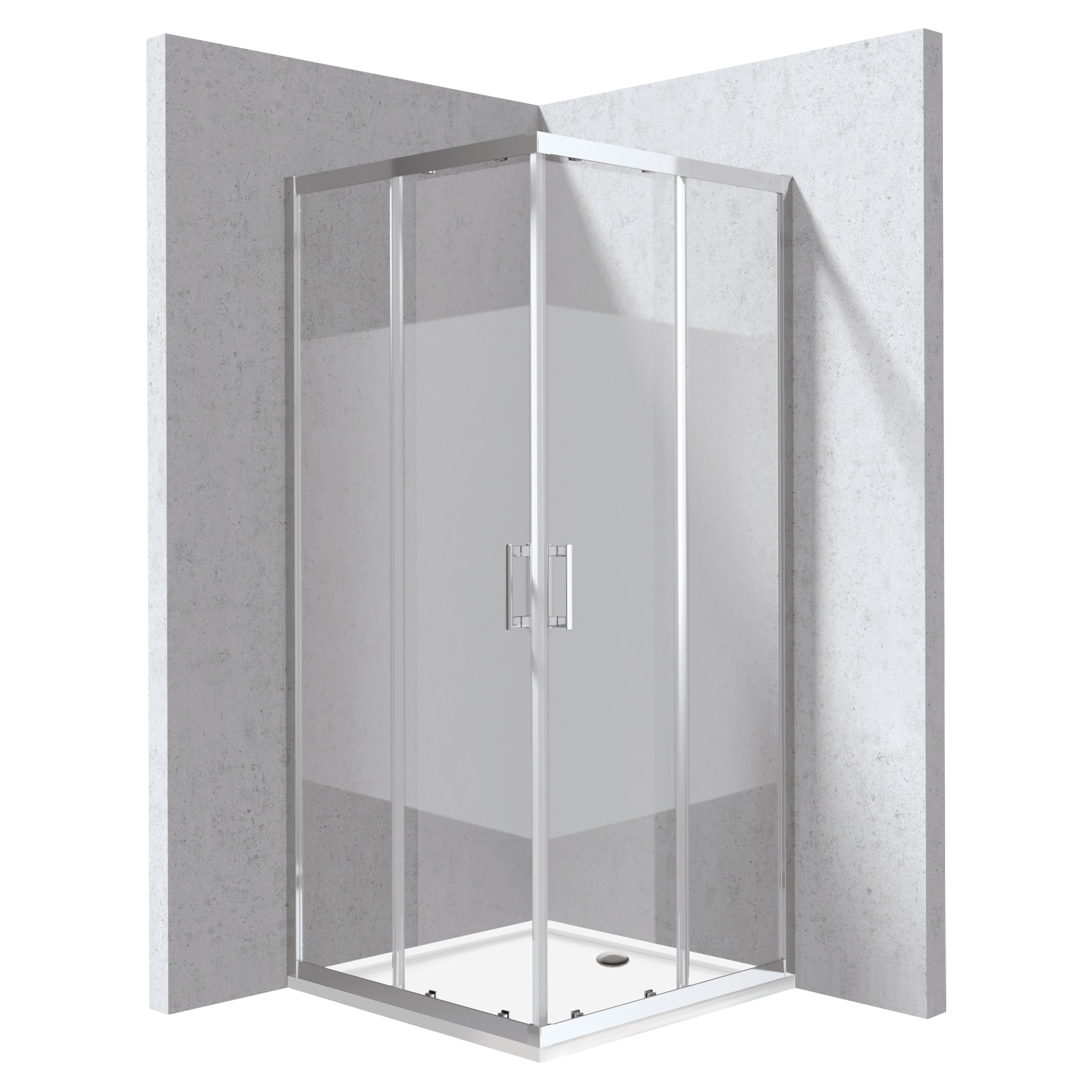 Duschhörn med Duschkar Funkia Evo Kvadratisk Titanium 80x80 cm Randigt Mönster