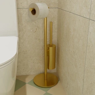 Omnires Toalettpappershållare & Borste <strong>Modern Project</strong> Guld Matt