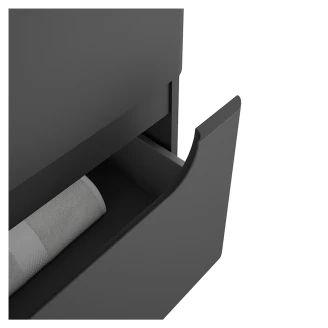 Badrumskommod <strong>Rondo</strong>  Mörkgrå Matt 80 cm med Handfat Vit Blank
