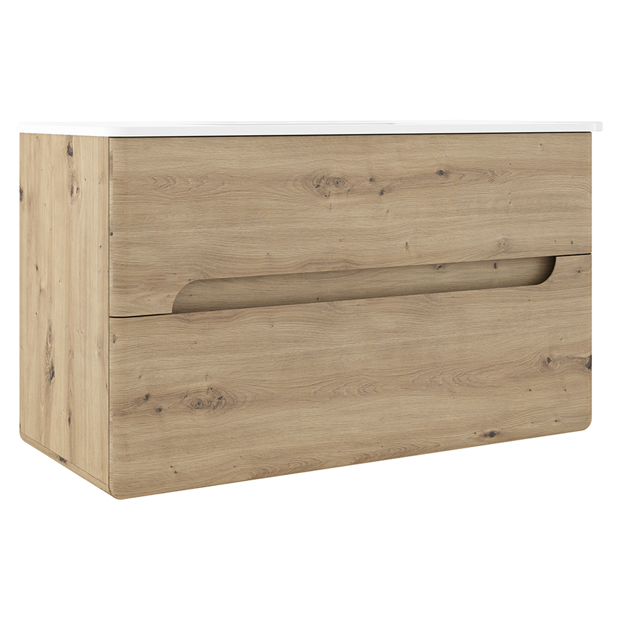 Servantskap Rondo Eik Matt 100 cm med Servant Hvit Blank