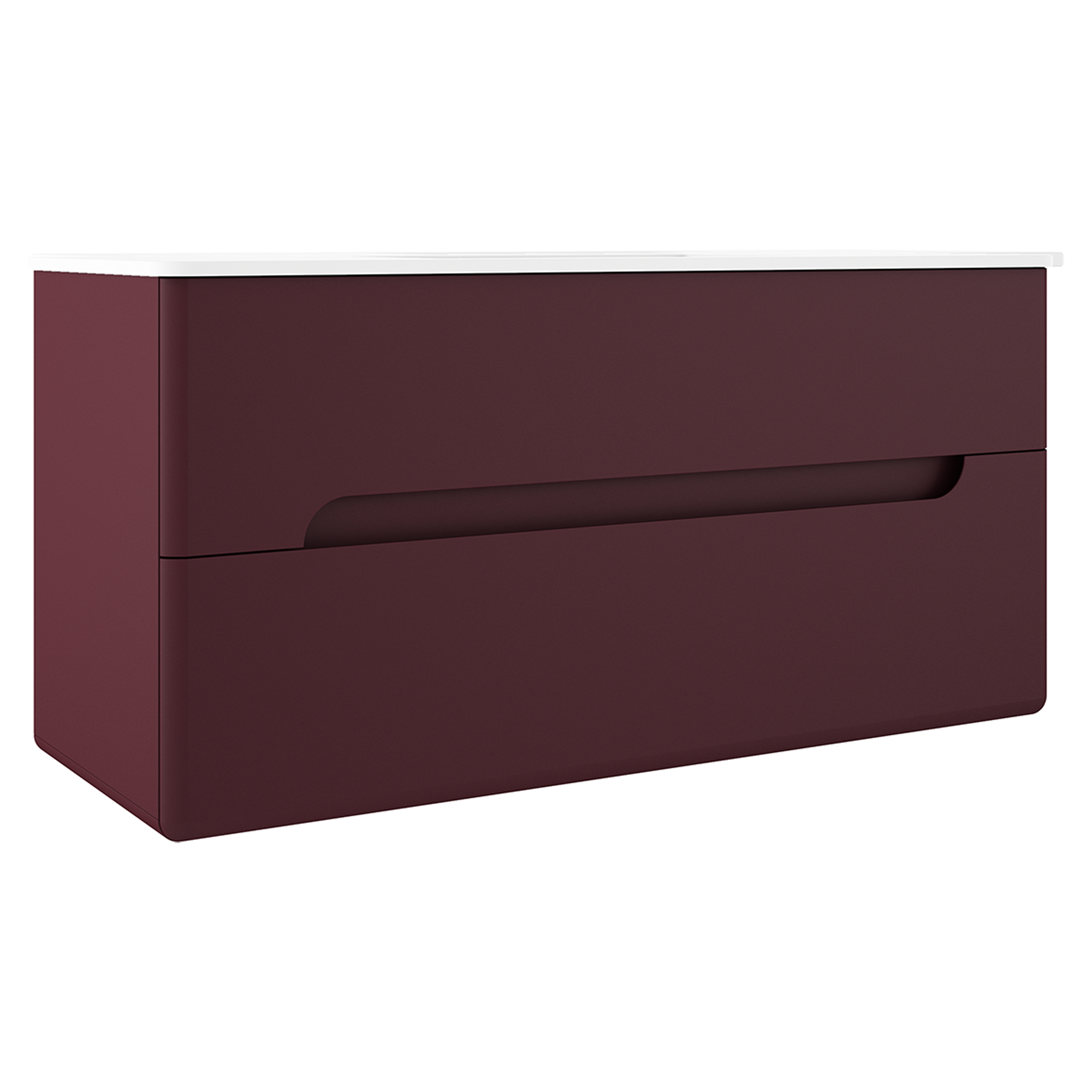 Servantskap Rondo Rød Matt 120 cm med Servant Hvit Blank