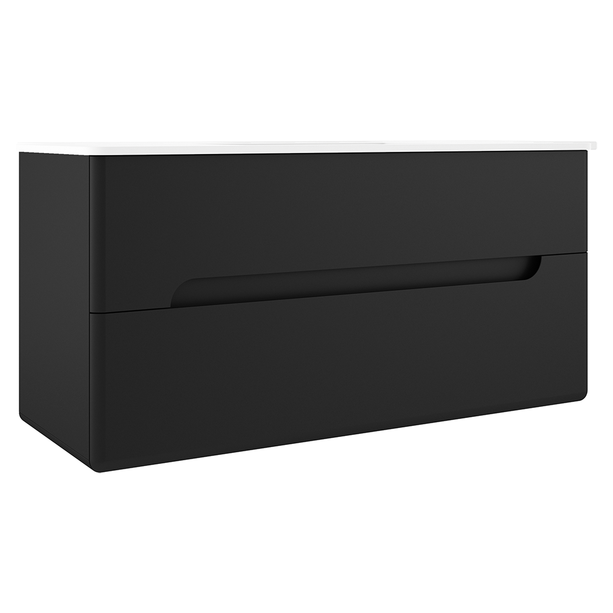 Servantskap Rondo Svart Matt 120 cm med Servant Hvit Blank